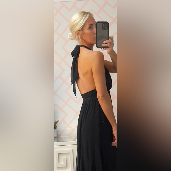 Alice & Olivia, black chiffon halter dress, size 2 - Picture 5 of 12